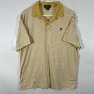 VTG Polo Jeans Co Ralph Lauren Polo Shirt Mens Size XL Yellow Striped Flag Logo